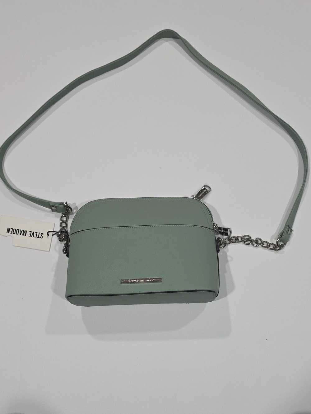 Steve Madden Sage Green Crossbody Bag with Chain Accent